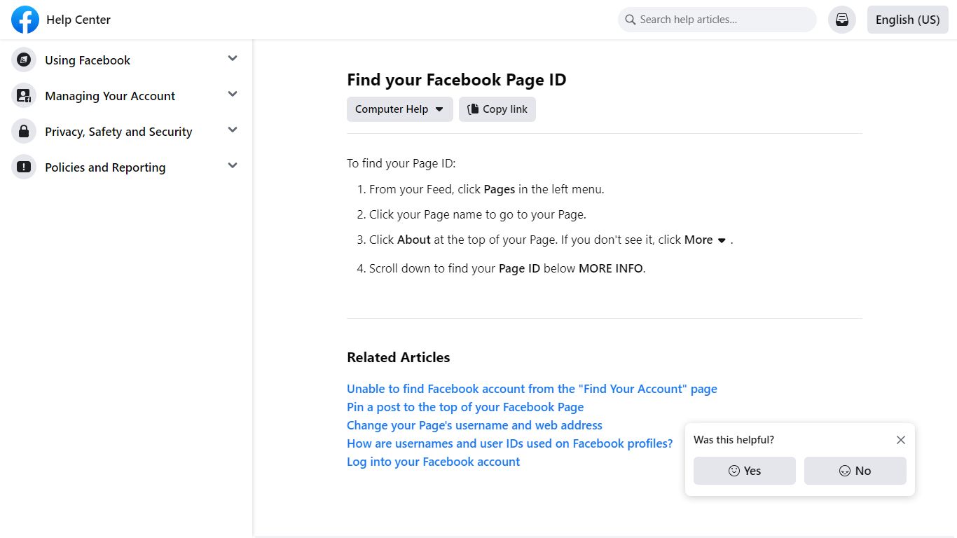 Find your Facebook Page ID | Facebook Help Center